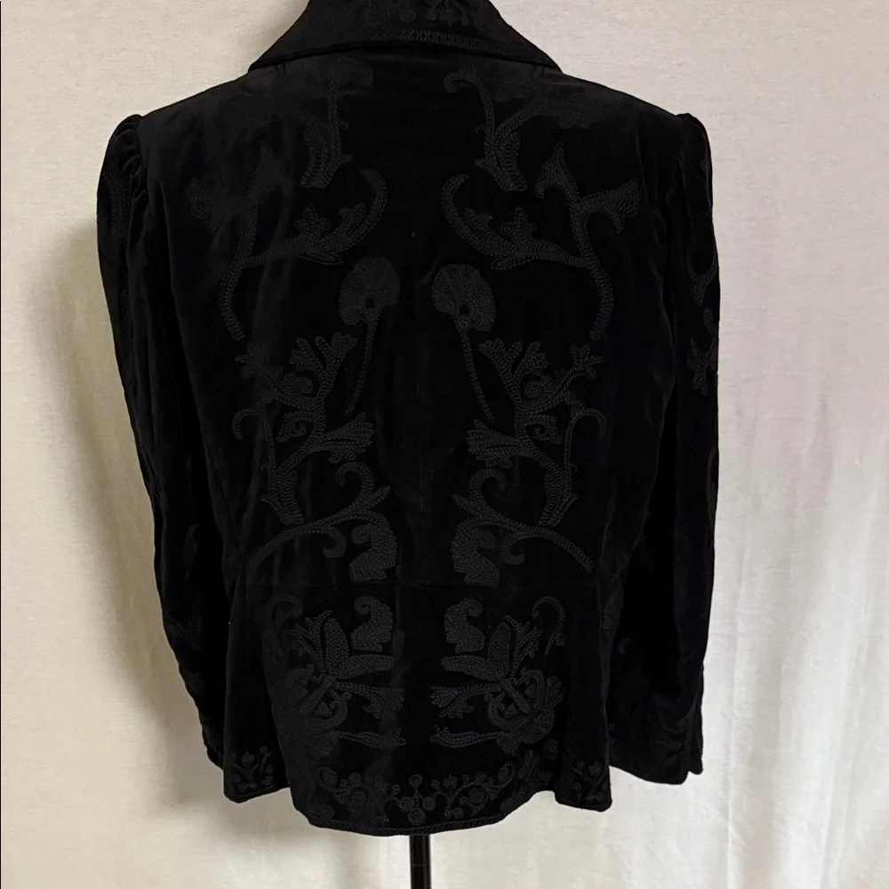 Vintage Nygard Collection Black Velvet Embroidered Cotton Women's Blazer Size 16 - Picture 6 of 15